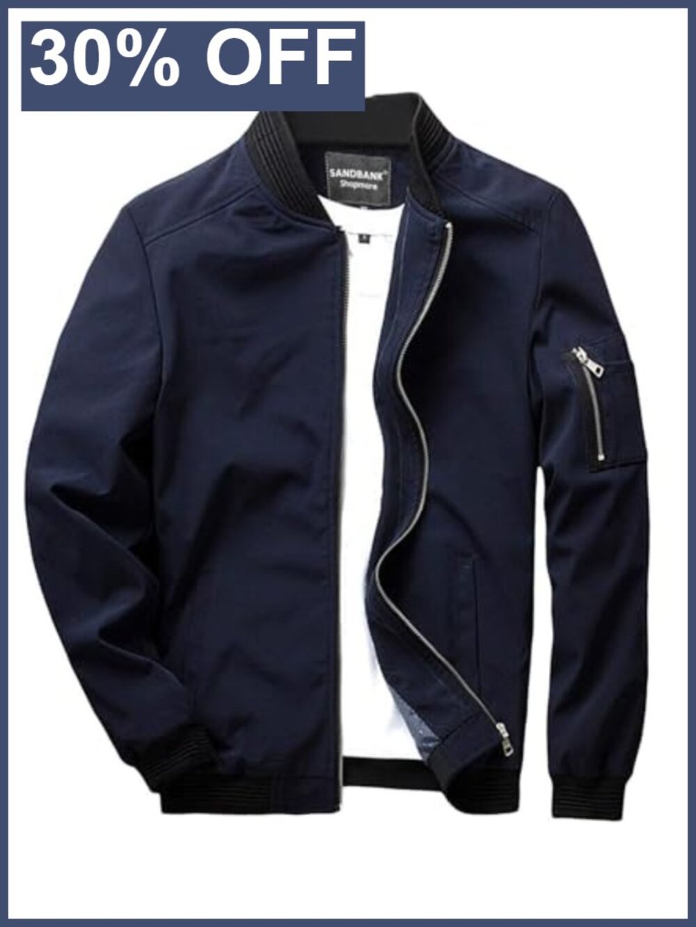 Men's Slim Fit Lightweight Polyester Softshell Bomber Flight Jacket